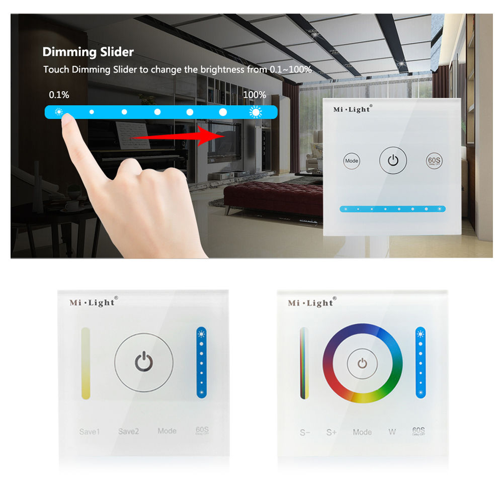 Milight Smart Panel Led Controller Color Temperature CCT Dimming RGBW RGB CCT LED Touch Switch