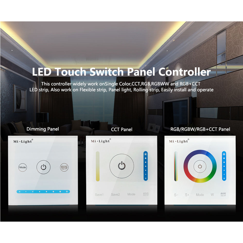 Milight Smart Panel Led Controller Color Temperature CCT Dimming RGBW RGB CCT LED Touch Switch