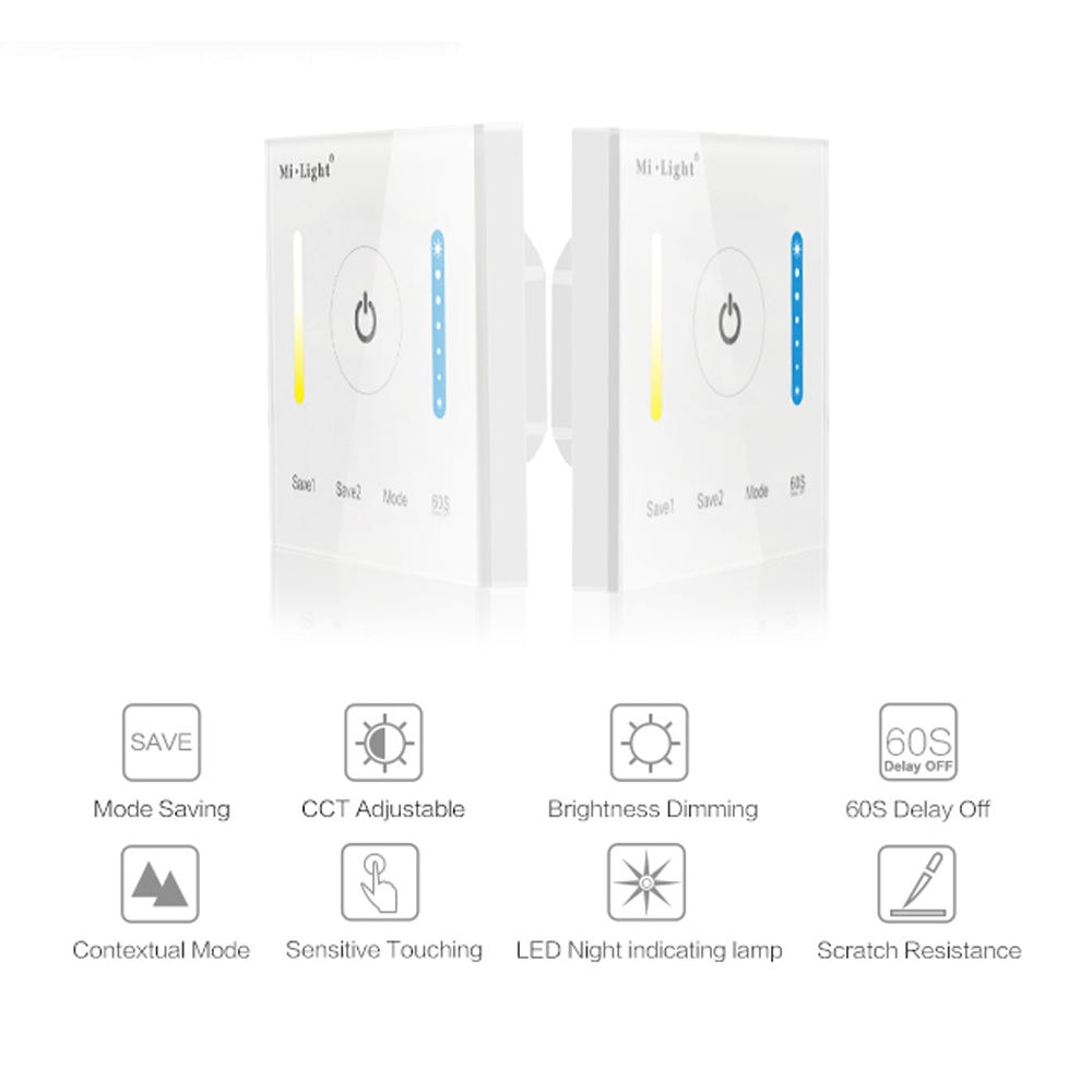 Milight Smart Panel Led Controller Color Temperature CCT Dimming RGBW RGB CCT LED Touch Switch