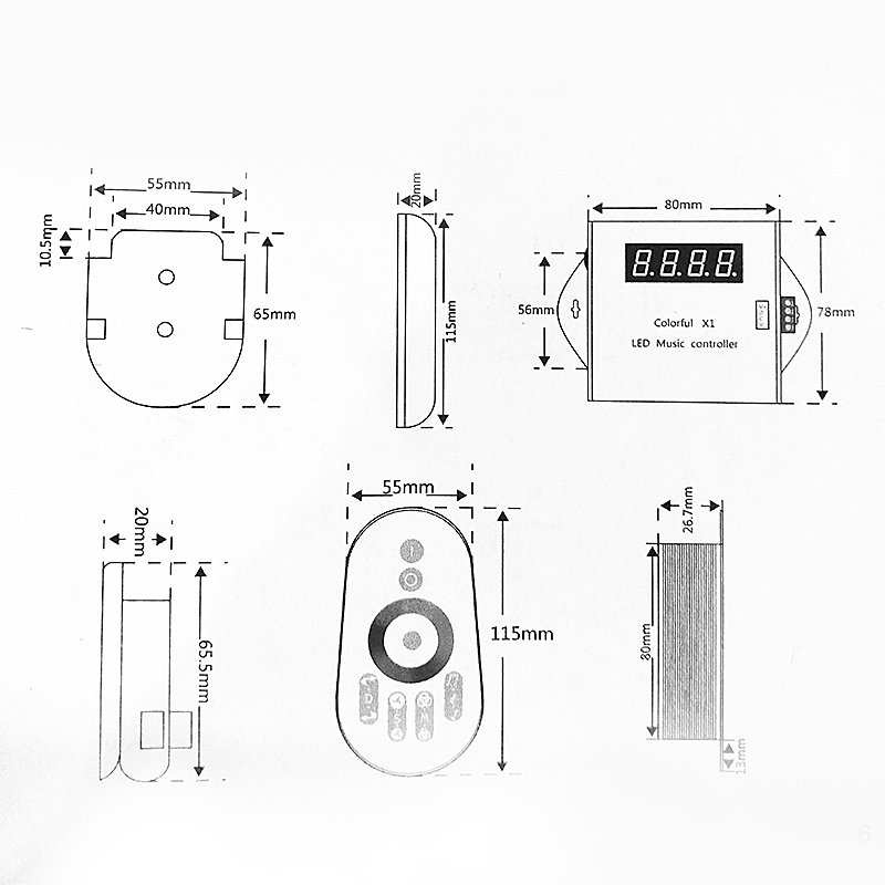 RF Music Digital Pixel Strip Light Screen Controller 