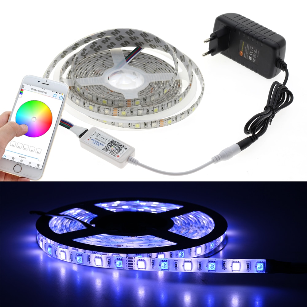 RGBW LED Strip Set 12V LED Strip 5050 5m 60LED/m + Bluetooth Controller + Power Adapter