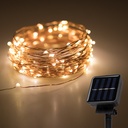 Solar Powered LED Light String Warm White Copper Wire 10M