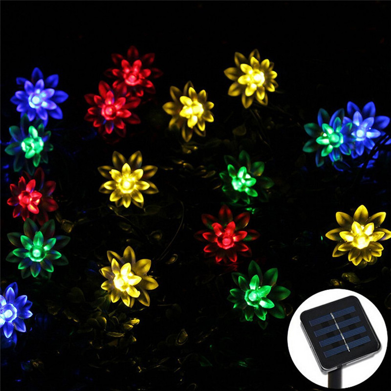 Solar Powered LED Lotus Flower Light String 5M/7M