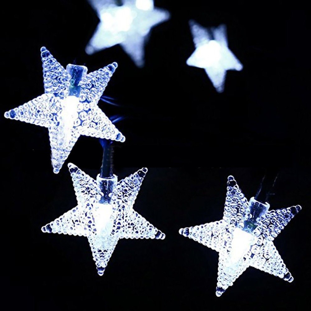 Solar Powered LED Star Shape Light String 4.8M