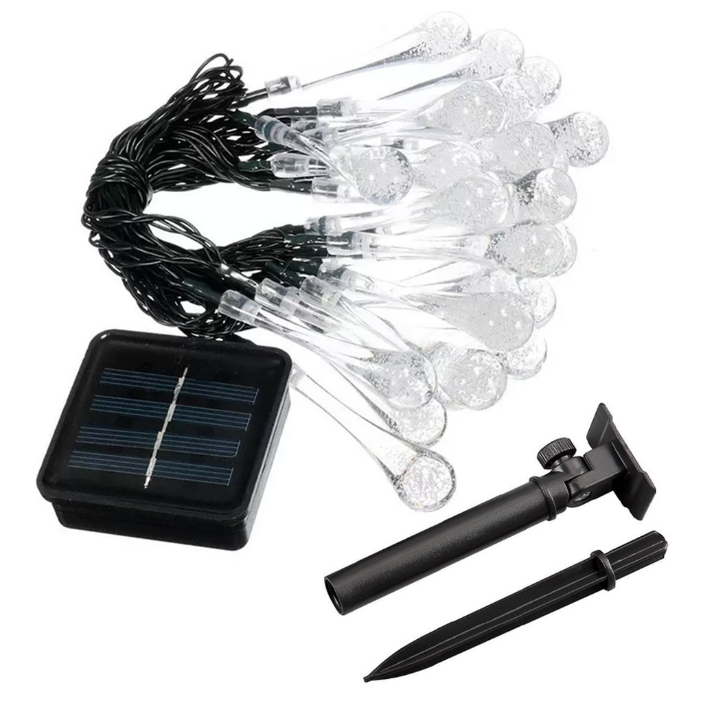 Solar Powered LED Water Drop Light String 6M