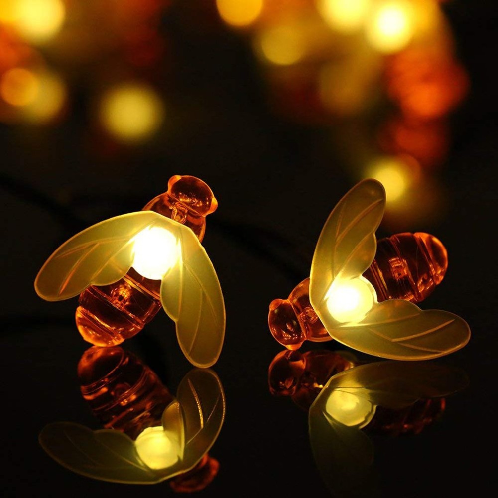 Solar Powered LED Bee Light String 5M/6.5M