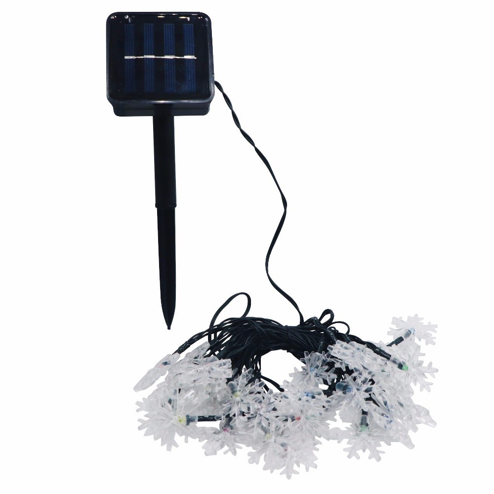 Solar Powered LED Snowflake Light String 4.8M