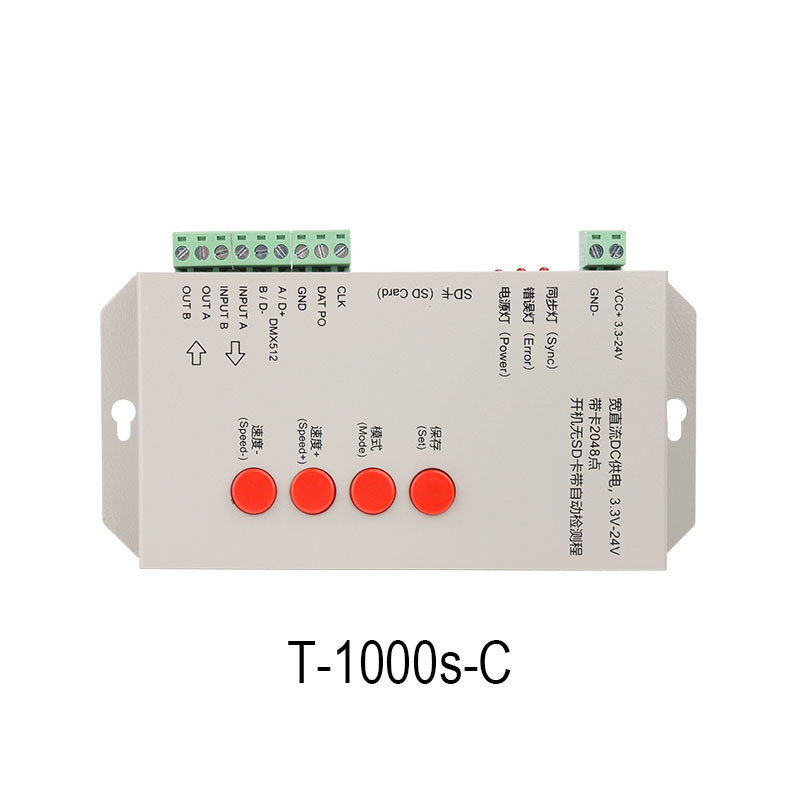 T-1000S Programmable SD Card Pixel Light Controller /Addressable Dream Color LED Strip Light Controller