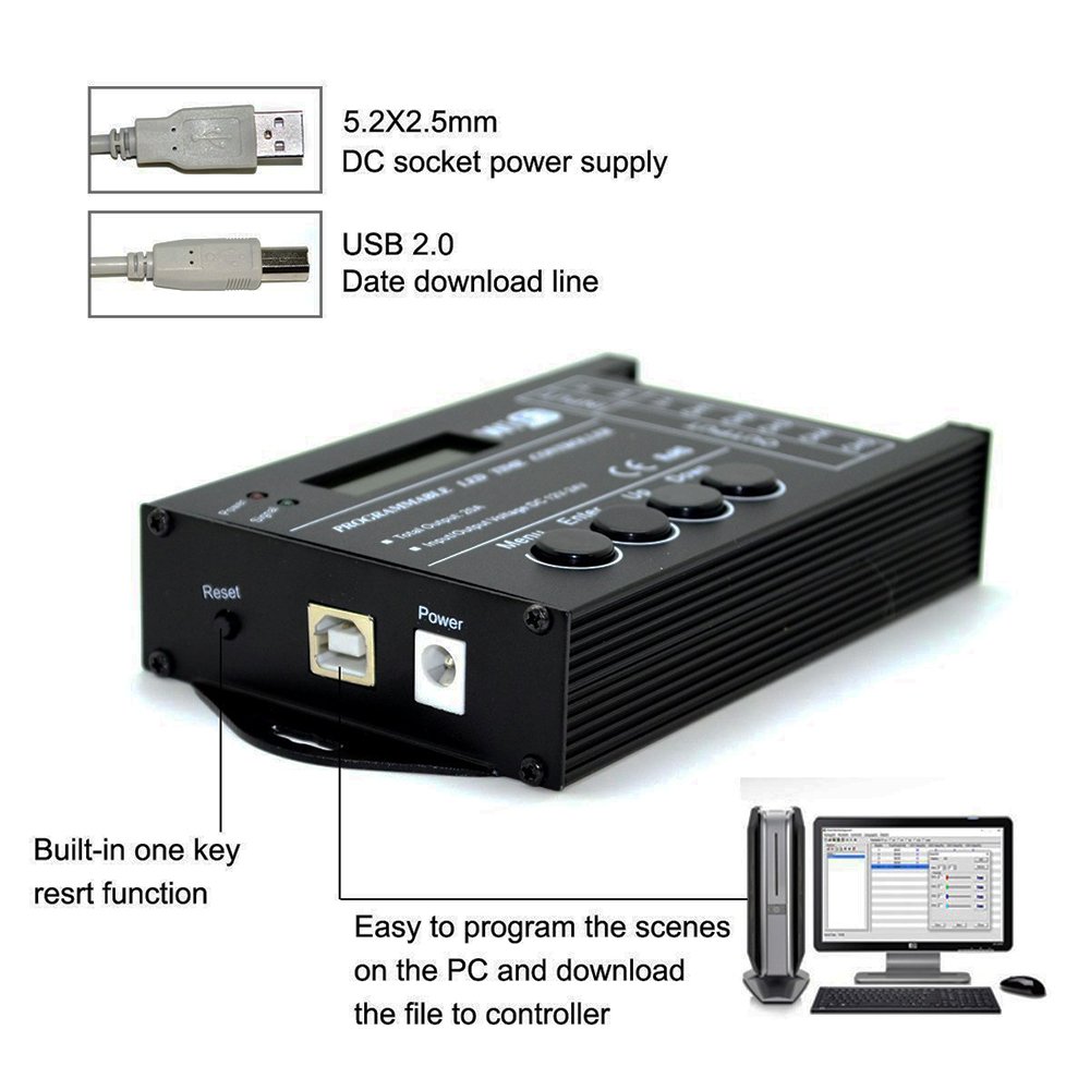 TC421 Programmable LED Time WiFi Controller Dimmer for RGBW LED Strip Lighting DC12V-24V 