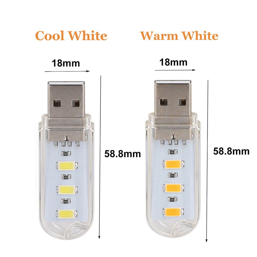 Mini 3LEDs 8LEDs USB 5V 5730 SMD LED Night light Camping Bulb for PC Laptops Notebook Reading Mobile Charger Light