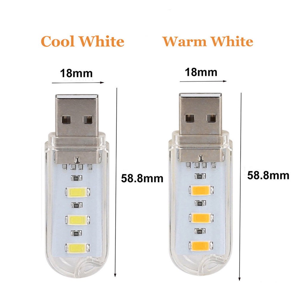 Mini 3LEDs 8LEDs USB 5V 5730 SMD LED Night light Camping Bulb for PC Laptops Notebook Reading Mobile Charger Light