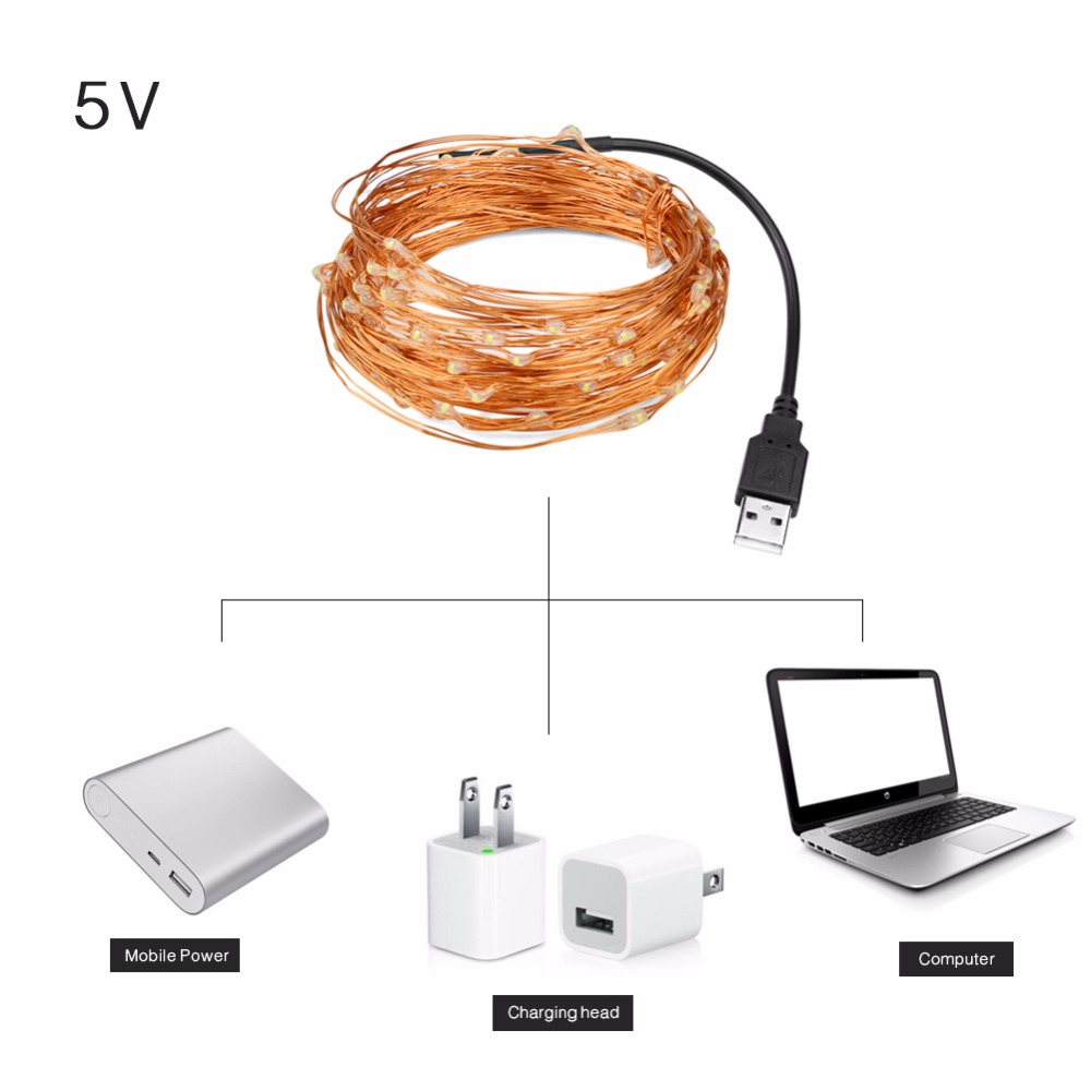  USB Powered LED Fairy Light String Copper Wire 1/2/3/4/5/6/10M