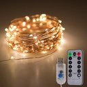 USB Powered LED Fairy Light String Copper Wire Remote Control 5/10/20M 8 Modes