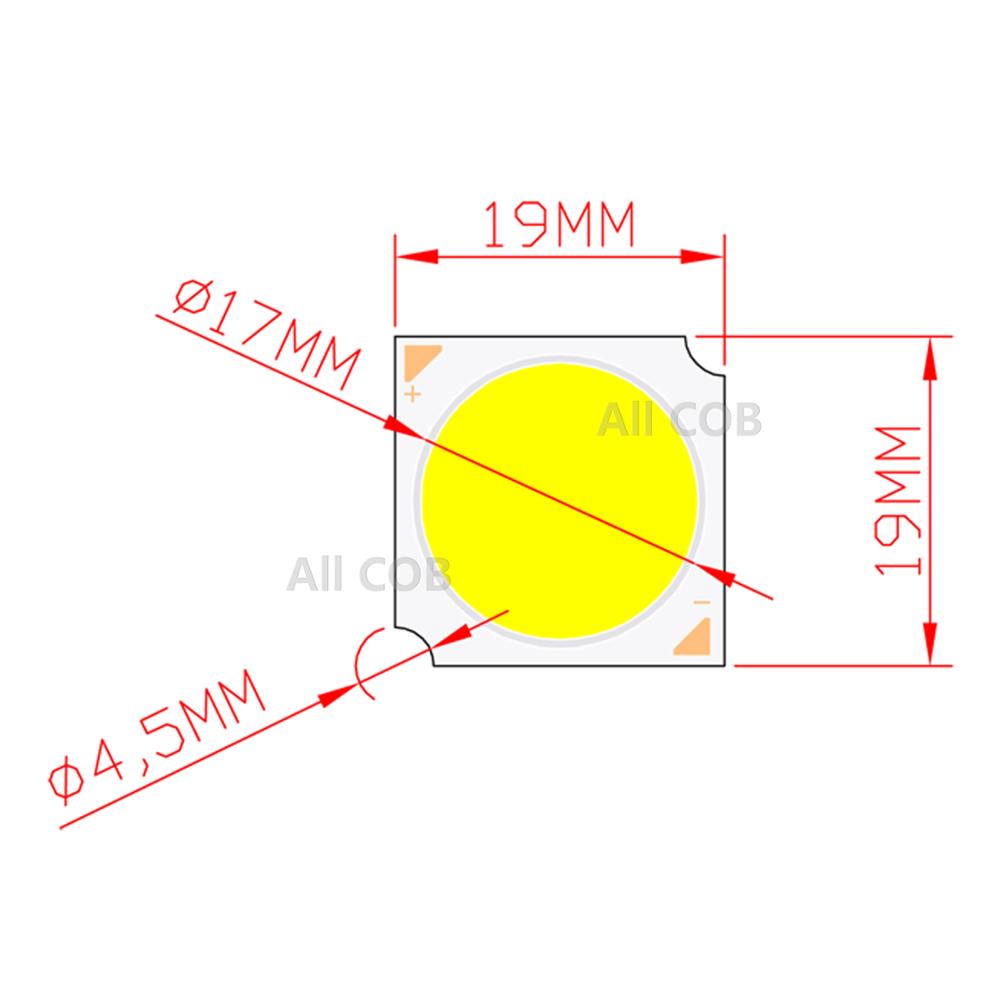 10W /18W /20W /30W Square LED COB Light DC 30V 19*19mm PCB 17*17mm Emitting Warm/ Natural White