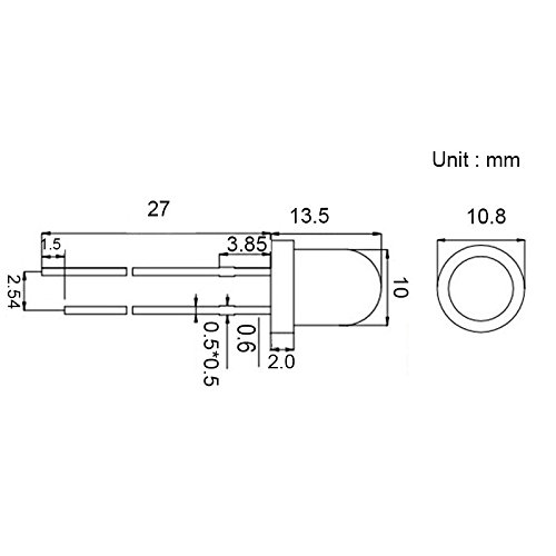 F10 10mm Clear Round Transparent LED Diode Lights Emitting White/Red/Green/Blue/Yellow