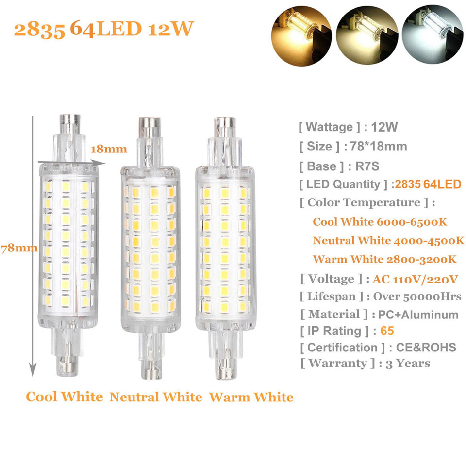 12W 16W R7S 2835 SMD LED Corn Bulb Lamp AC110V/220V LED Ceramic Floodlight