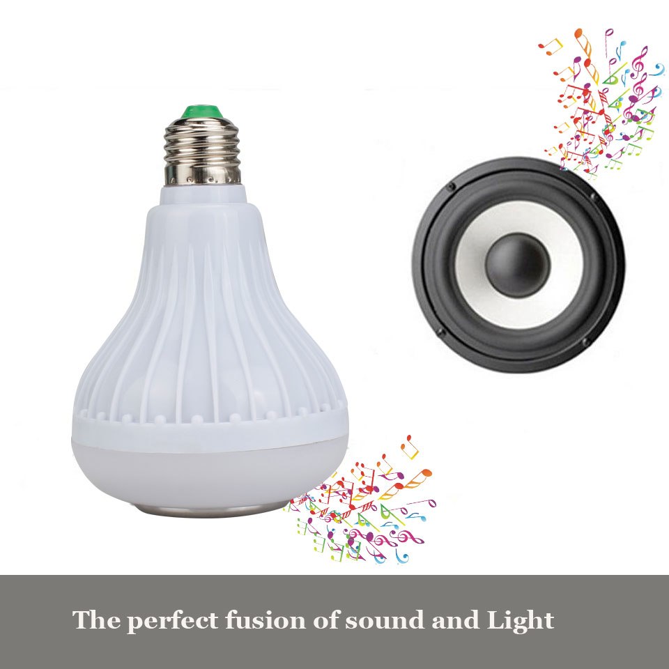 12W E26 E27 Bluetooth Speaker Bulb AC110V/220V Home Light Dimmable LED Bulb Remote Control