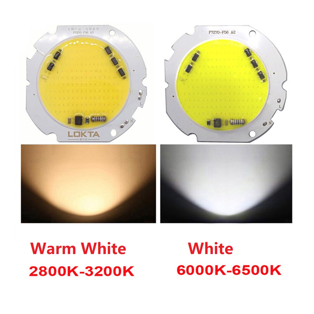 30W 40W 50W Driverless LED Light COB Chip Spotlight Size 76mm Emitting 56mm