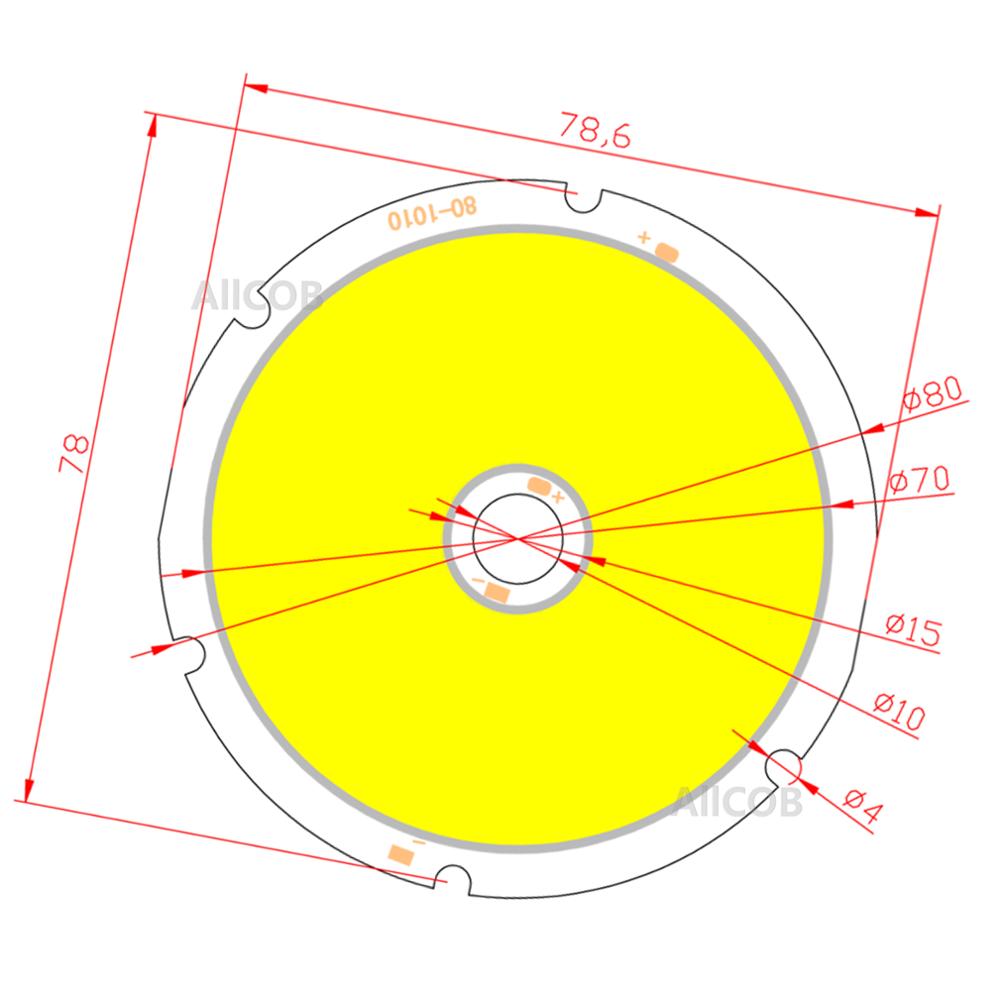 50W LED COB Module LED COB Round Panel DC30V/1600mA 80MM Warm/Natural/White