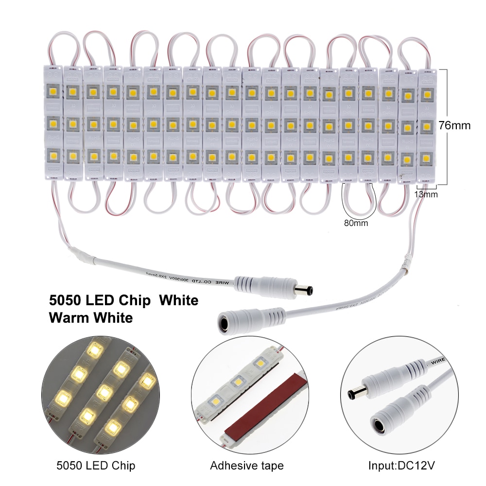 DC12V SMD 5050 LED Module Strip  Emitting White/Warm White/ RGB 20pcs/lot