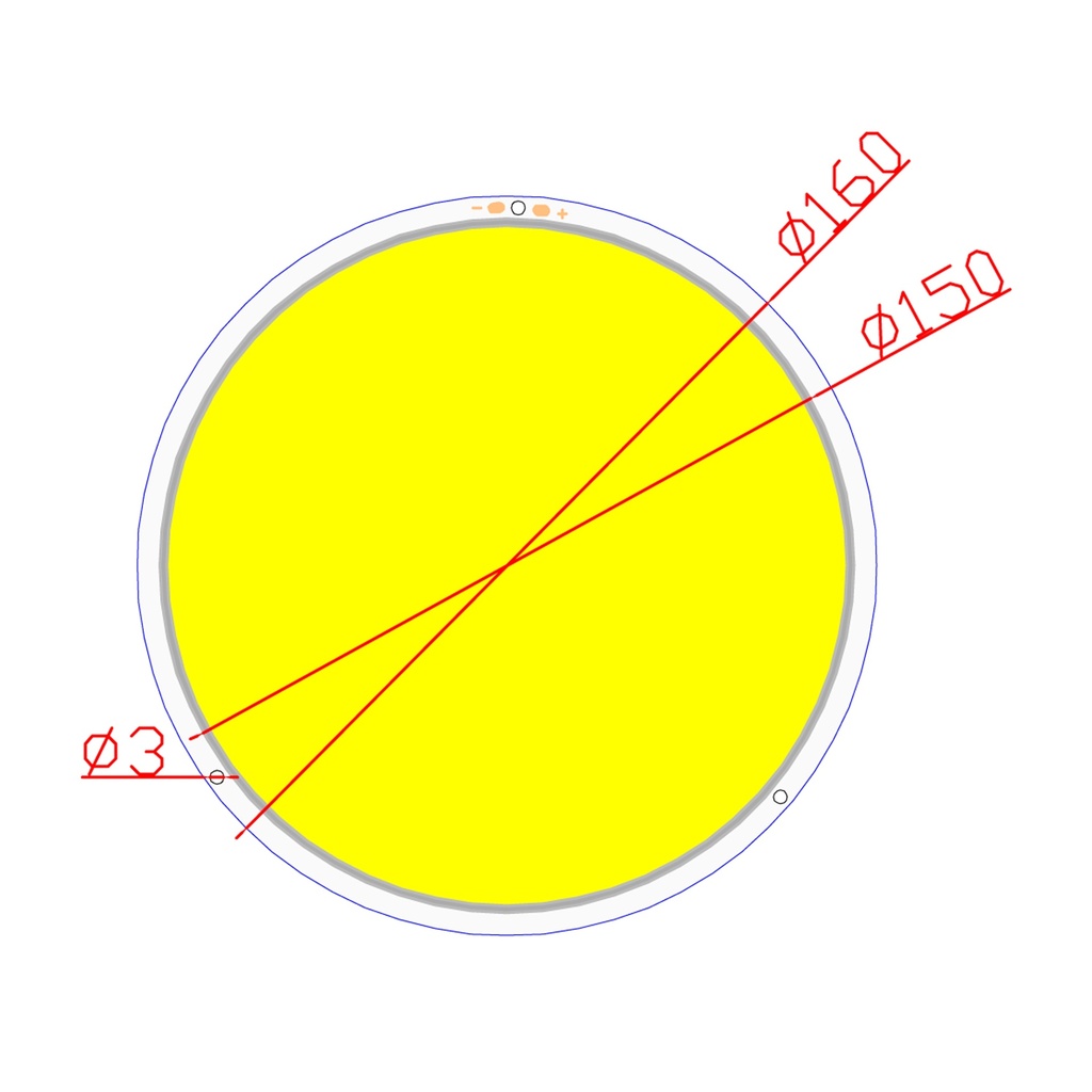 200W LED COB Module LED COB Round Panel DC 12V 160mm PCB 150mm Emitting Area Warm White