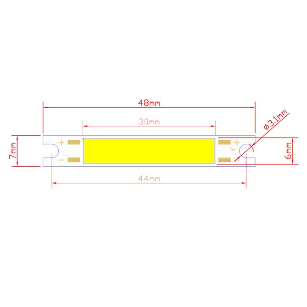 3W LED COB Light Bar Module Warm White/ White DC 9V 48mm*7mm