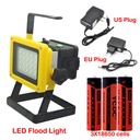 30W Recharge Portable LED Floodlight Lithium 18650 Battery 20LEDs IP65 100-240V Light +Charger