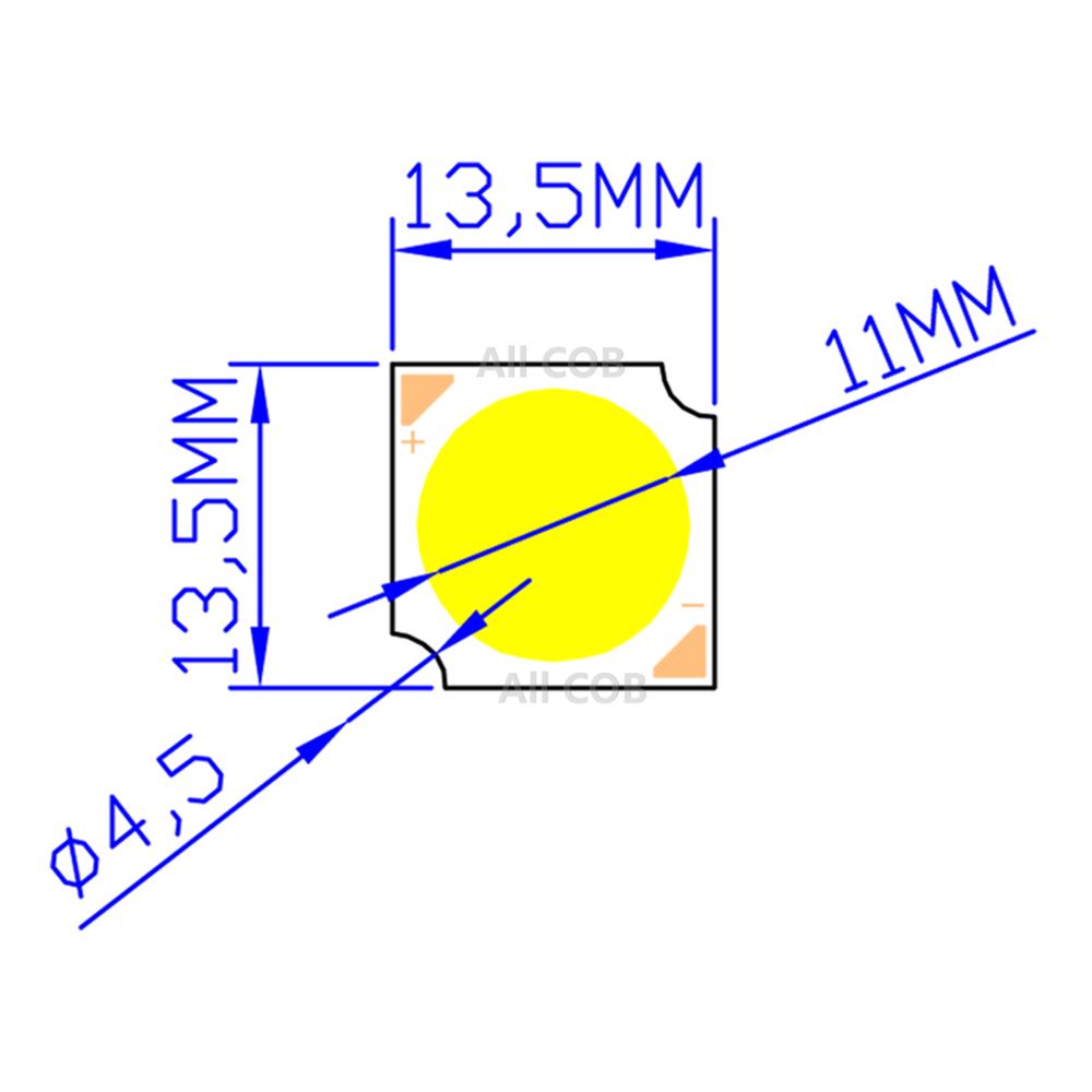 3W/5W/7W/10W/12W Square LED COB Light 14*14mm PCB 11*11mm Emitting Area Warm / Natural White/ White 