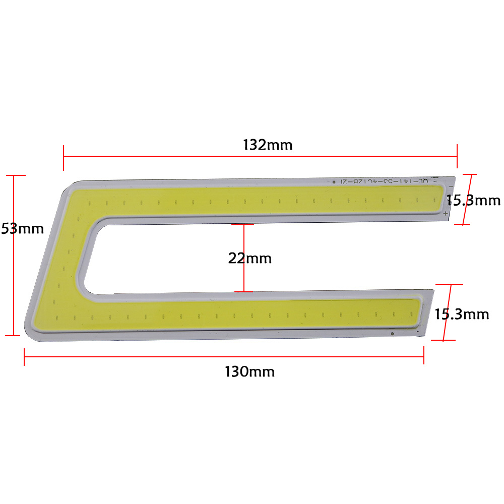 5W U Shape DRL COB LED Panel Strip Light 132*53mm DC 12V 400mA White 6500K