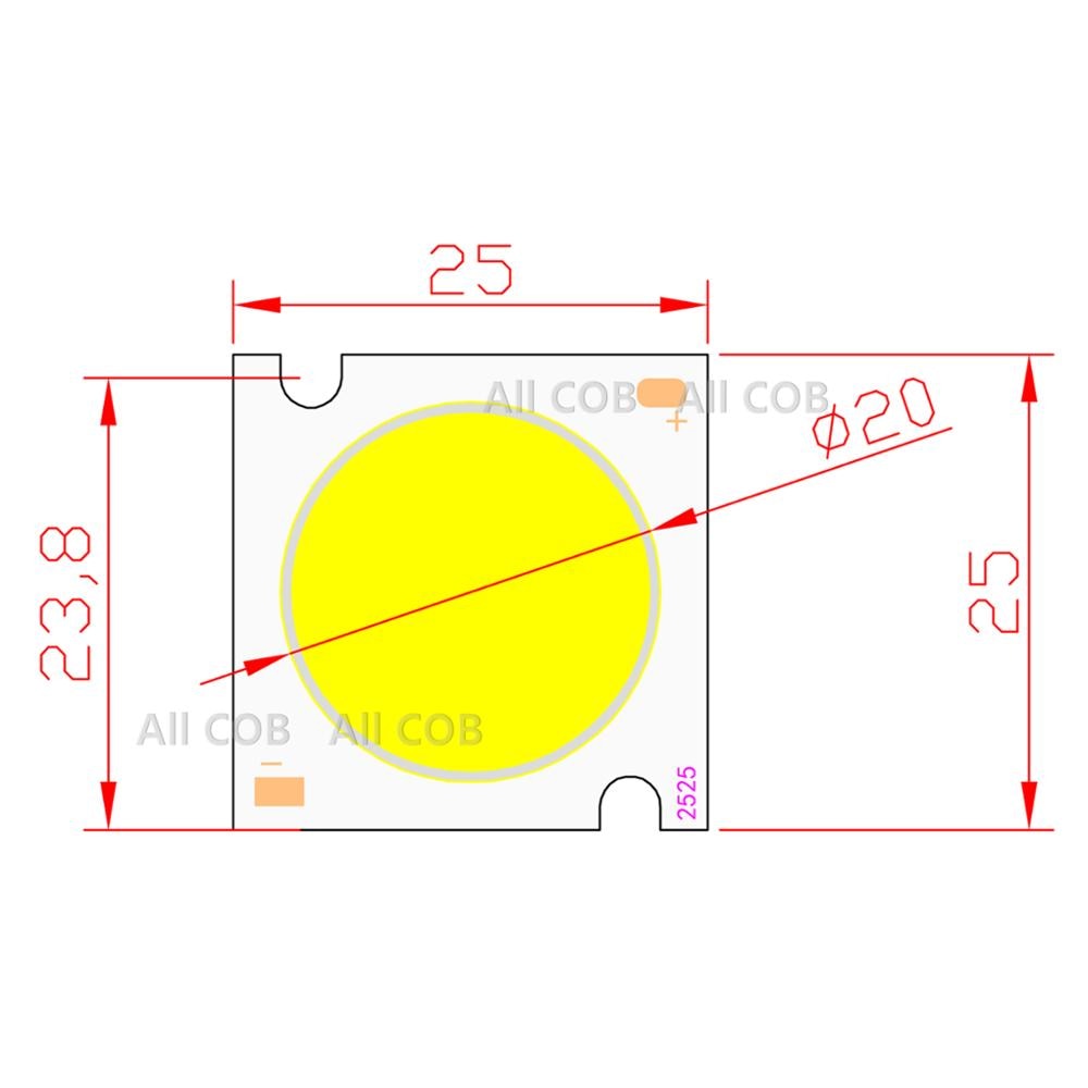 15W /18W /20W /24W/30W Square LED COB Light 25*25mm PCB 23mm Emitting White Warm/ Natural White