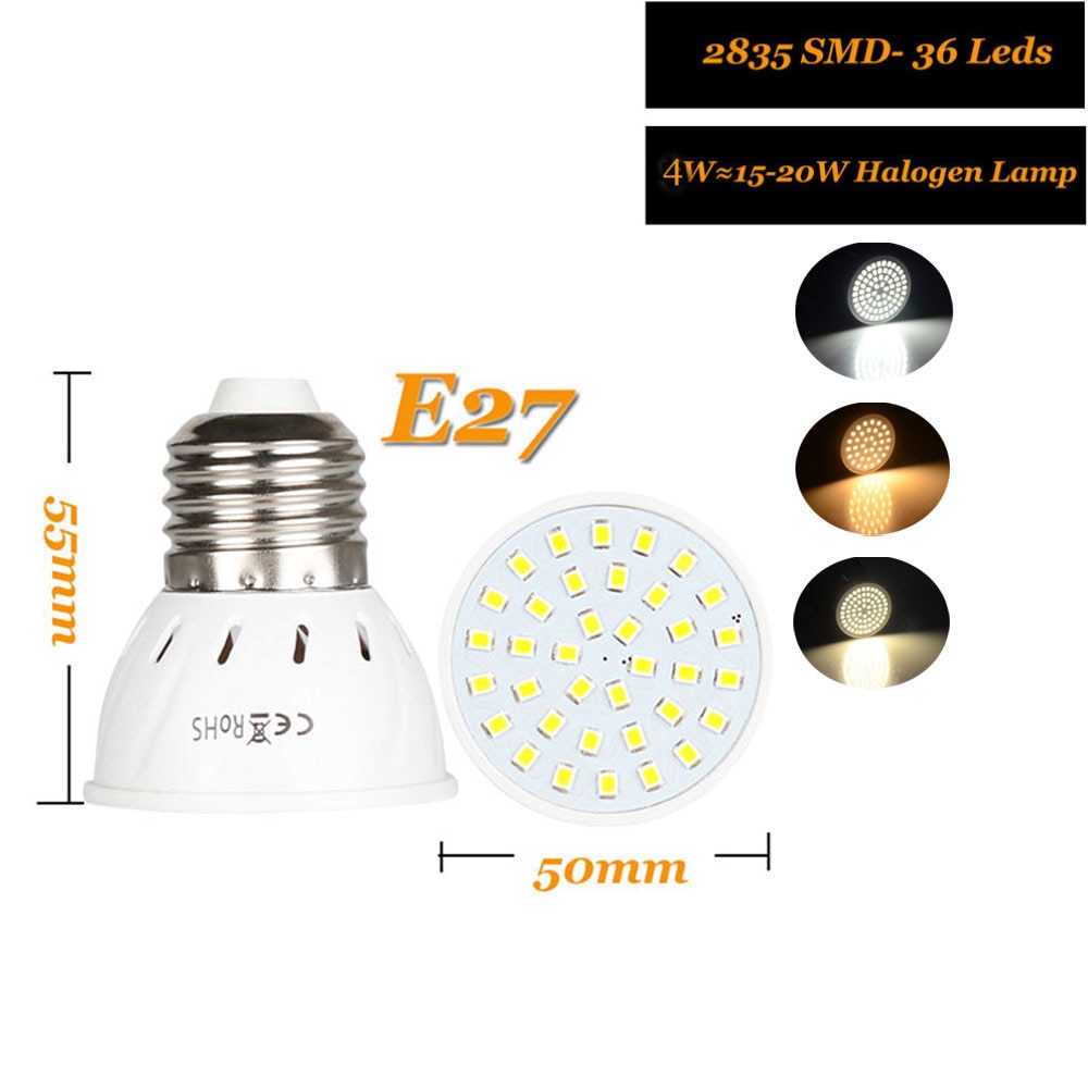 4W 6W 8W E27 2835 SMD LED Bulb Lamp 110V/220V/DC12V/DC24V Home Light Spotlight