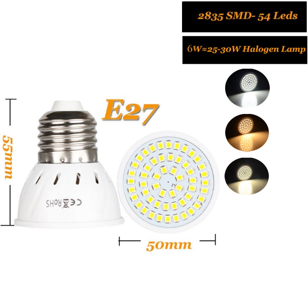 4W 6W 8W E27 2835 SMD LED Bulb Lamp 110V/220V/DC12V/DC24V Home Light Spotlight