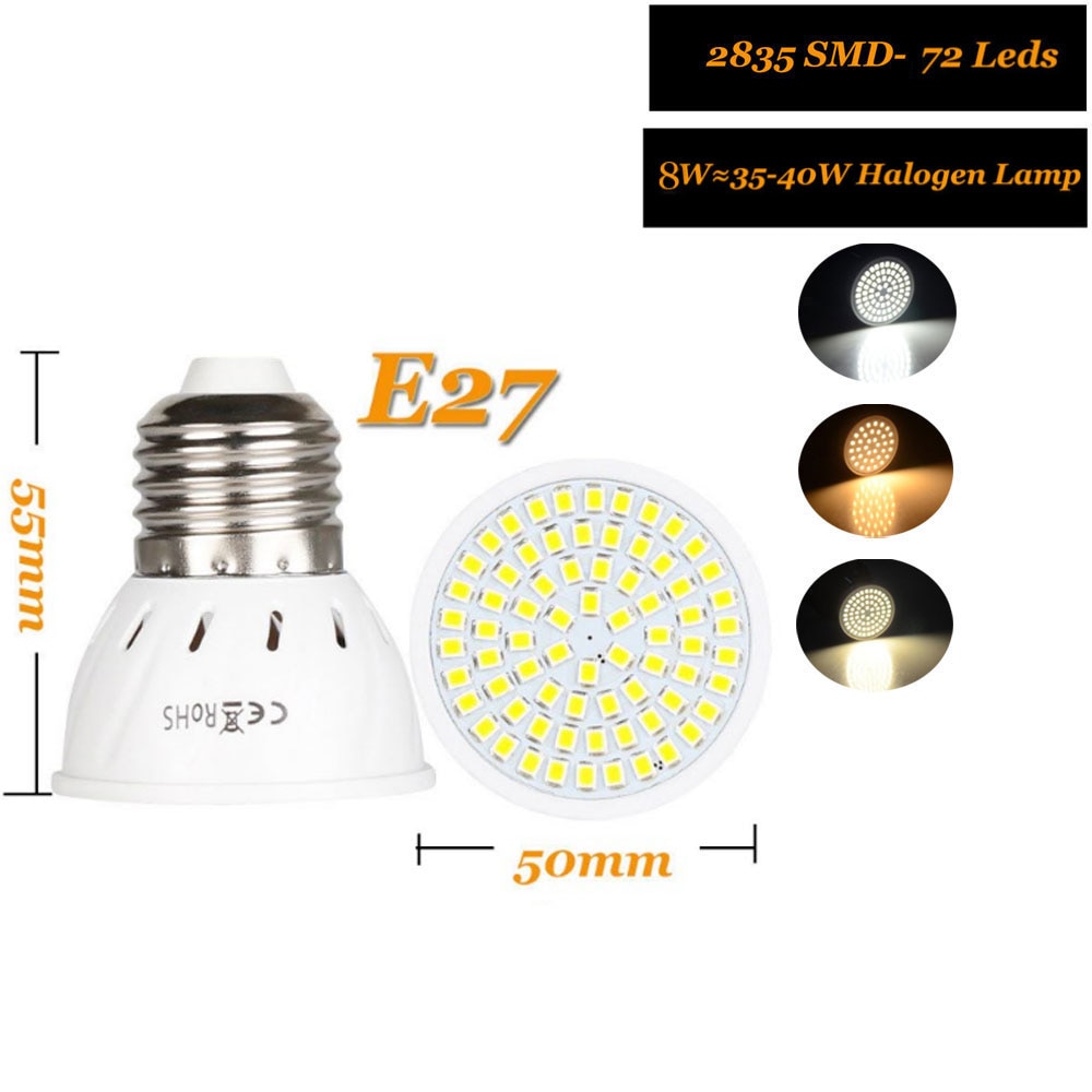 4W 6W 8W E27 2835 SMD LED Bulb Lamp 110V/220V/DC12V/DC24V Home Light Spotlight