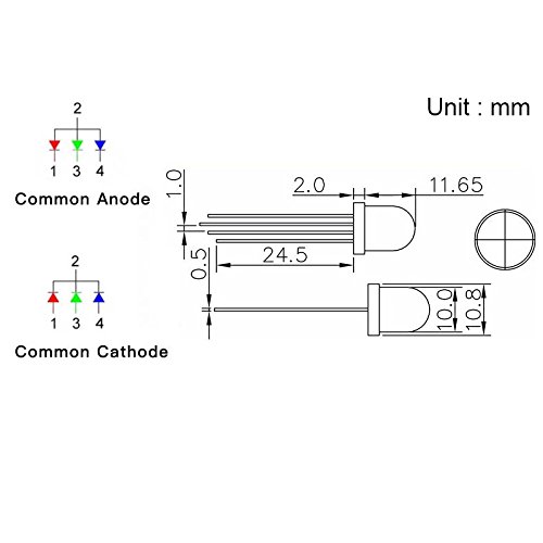 F10 10mm Water Clear RGB LED Common Anode Common Cathode Tri-Color Emitting Diodes