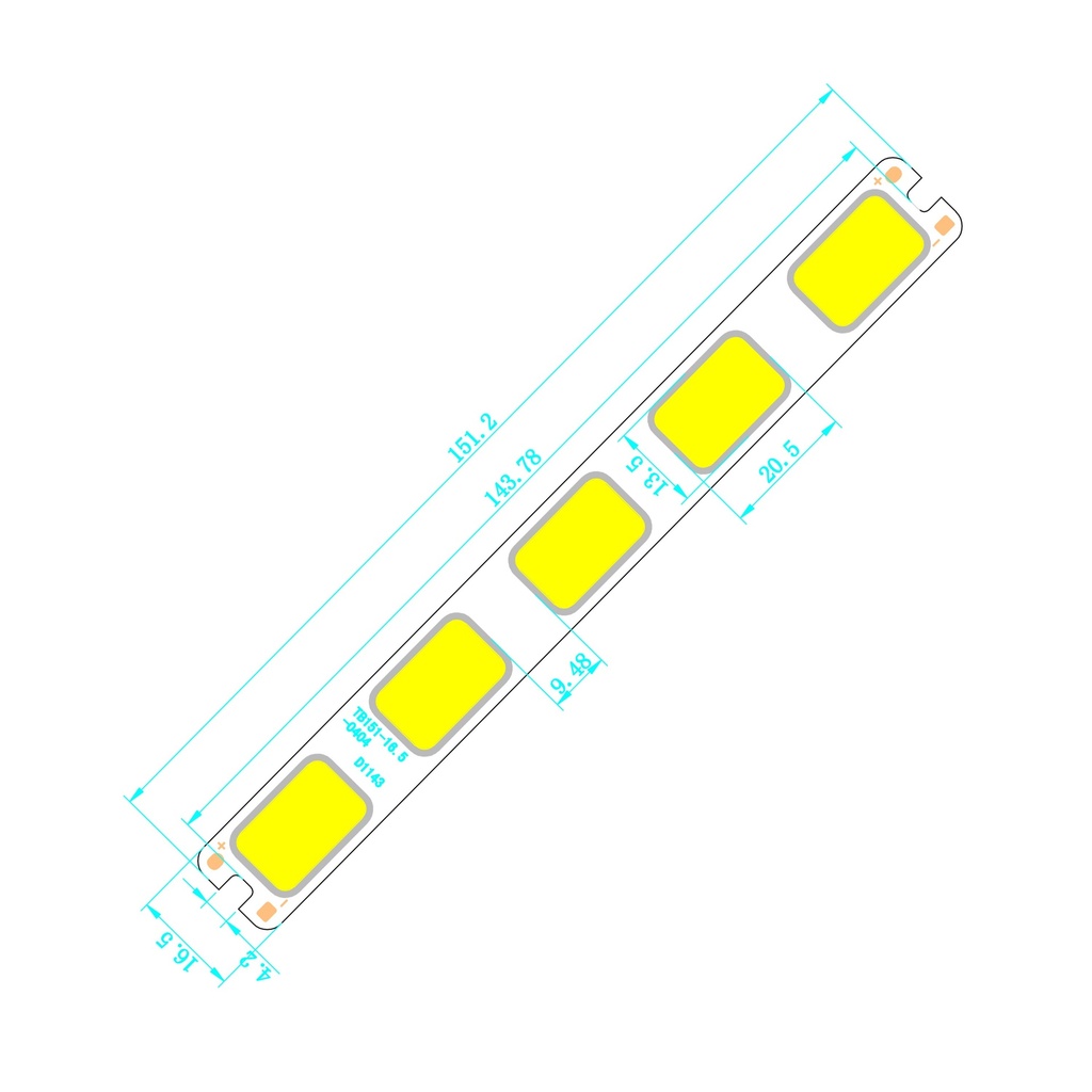 5W 5 Grids Flexible Led Cob Strip Bulb Light 151*16.5mm White 7000K