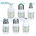 27LEDs E26 E27 E14 E12 B22 GU10 G9 5730 SMD LED Corn Bulb Lamp DC12V/DC24V Chandelier LEDs Candle light