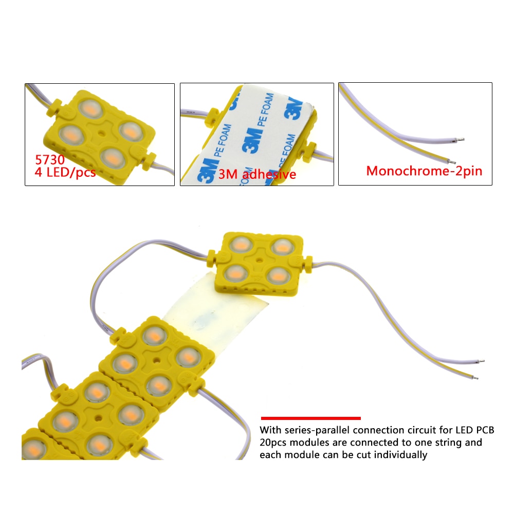 DC12V SMD 5730 LED Module 4 LEDs Waterproof Super Bright Light for Sign 20pcs/lot