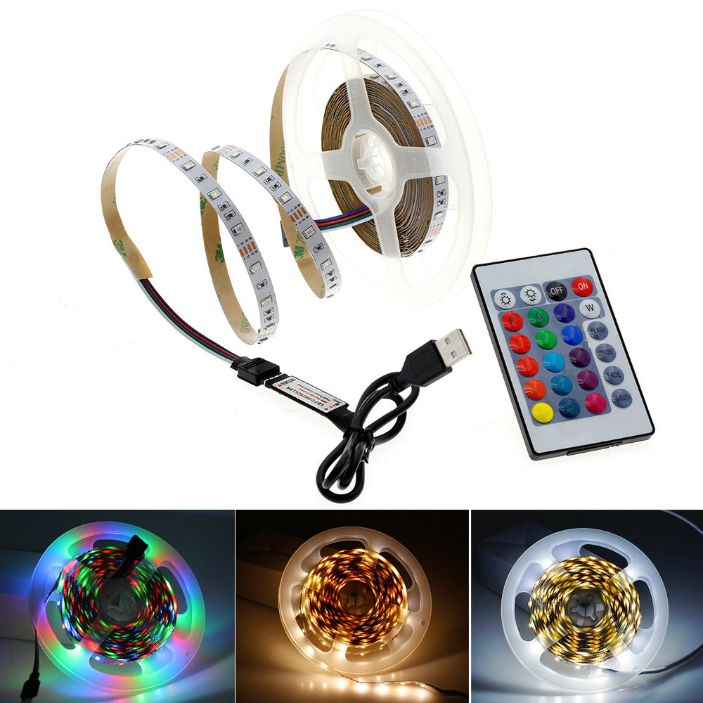 2835 SMD Flexible LED Strip Emitting White / Warm White / RGB + USB Power Supply DIY 