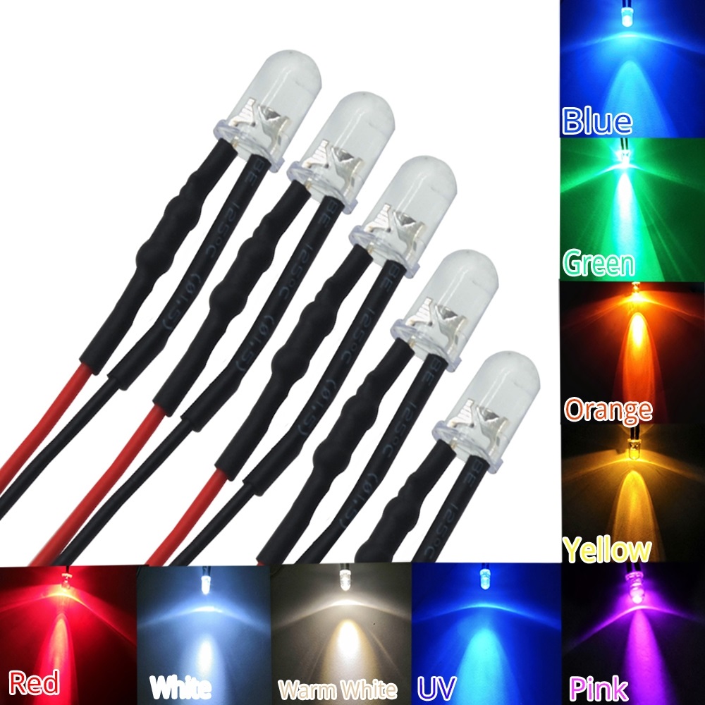 3mm F3 Pre-Wired LED Diffused Lens lot(10 pcs)