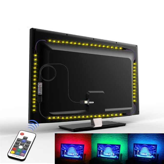 5V 5050 SMD Flexible RGB LED Strip Color Changeable TV Desktop Screen Background Bias Lighting