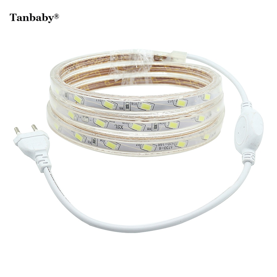 AC 220V 5730 SMD LED Flexible Strip 60LEDs/m Emitting White/Warm White/Blue