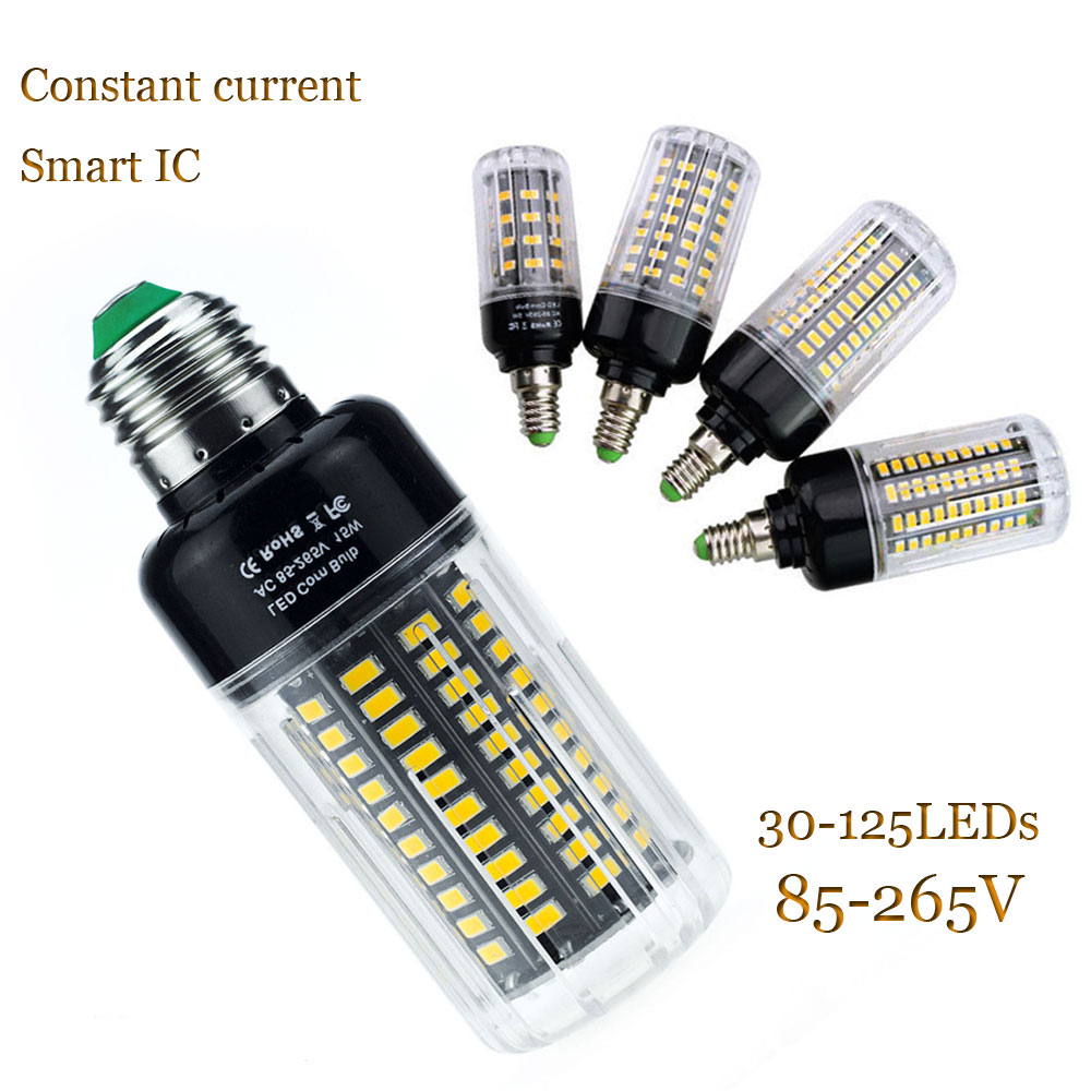  3W 5W 7W 9W 12W 15W 18W E14 E27 5736 SMD LED Corn Bulb Lamp AC85-265V Chandelier LEDs Candle Light No Flicker