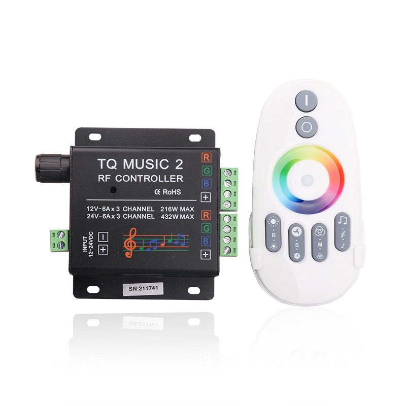 DC12V/24V LED RGB Controller with Music Rhythm Control Function, 2.4G RF Remote Controller