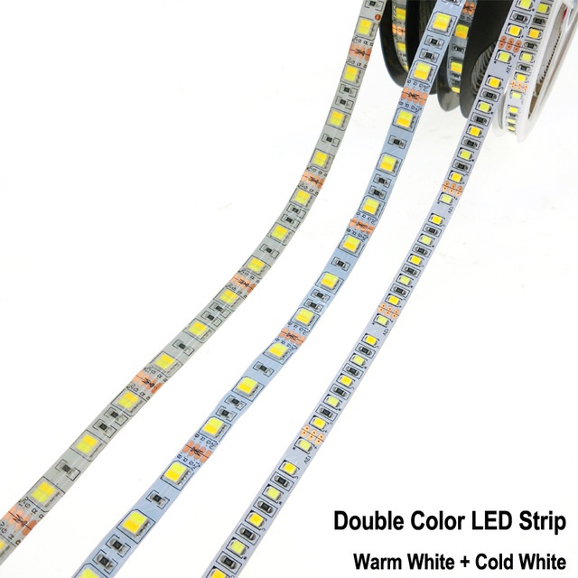 DC 12V 2835 SMD Flexible LED Strip Emitting Double Color Warm White + Cold White