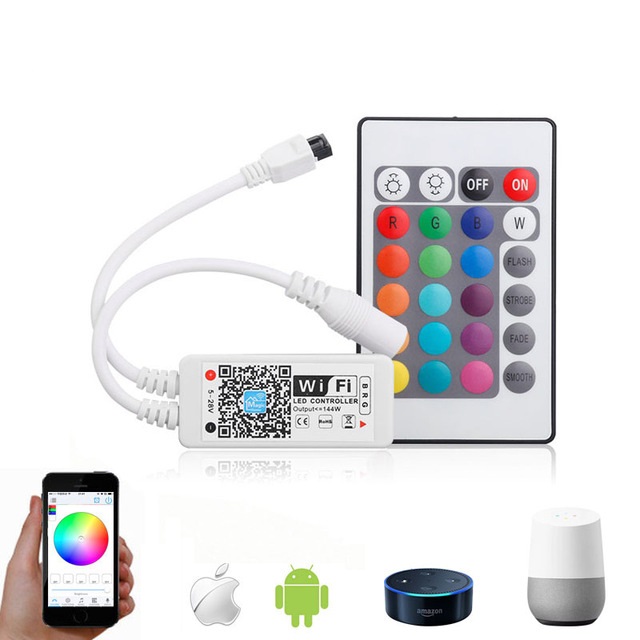 WiFi Mini RGB LED Strip Light Controller with IR Remote Controller