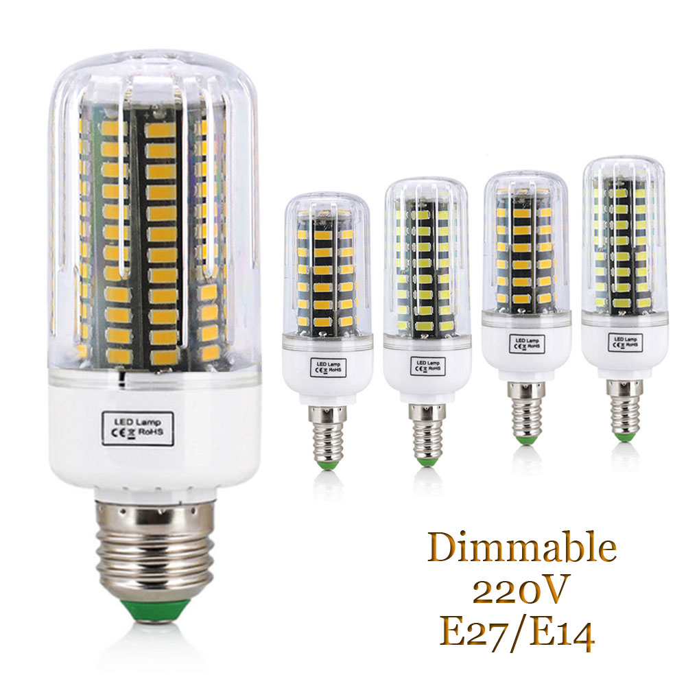 12W 15W 20W E14 E27 5733 SMD LED Corn Bulb Lamp 220V Chandelier LEDs Dimmable Spotlight