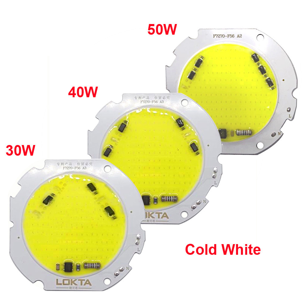 30W 40W 50W Driverless LED Light COB Chip Spotlight Size 76mm Emitting 56mm