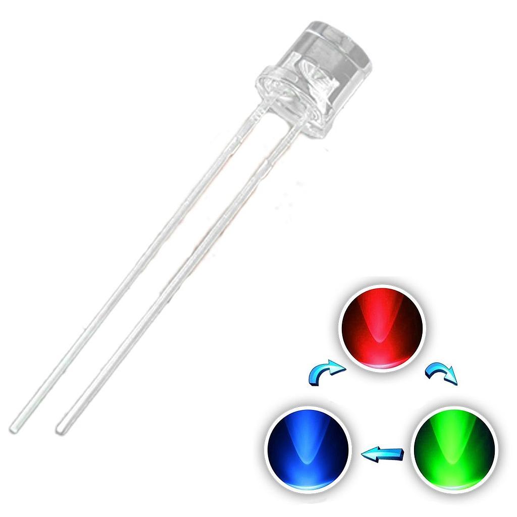 5mm Fast/Slow RGB Flash LED Flat Hat Round Water Clear Red Green Blue Rainbow Multi Color Light Emitting Diode lot(100 pcs)