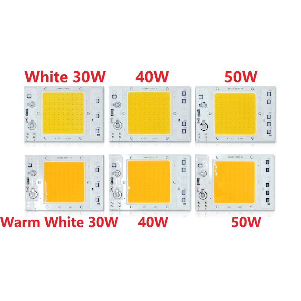  30W 40W 50W LED Light COB Chip Driverless AC 110V/220V Emitting White/Warm White