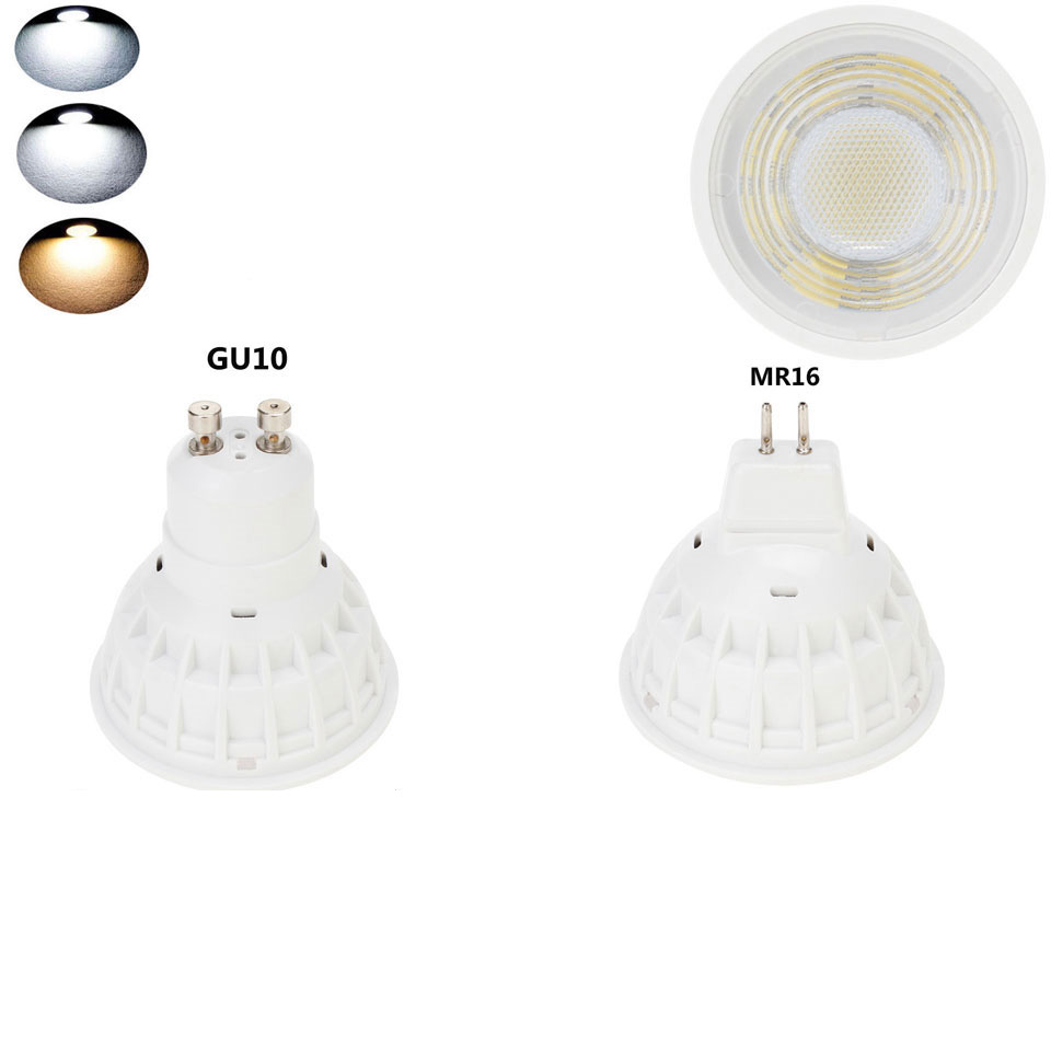 15W GU10 MR16 COB LED Bulb Lamp AC85-265V DC12V LED No Dimmable Spotlight Lens Cover
